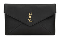 SAINT LAURENT Sheepskin Envelope Clutch Tubas Women's Black