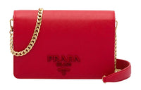 PRADA Leather Handbag Shoulder Bags Women's Red