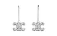 CELINE Triomphe Rhinestone Earrings In Brass With Rhodium Finish And Crystals