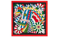 HERMES Shawls Women's Vermilion/Black/Multicolor