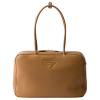 PRADA Calfskin Handbag, Shoulder Bag Tubas Women's Caramel