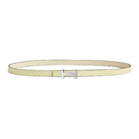 HERMES Calfskin Metal Palladium-Plated Leather Belts Women's Beige Width 1.3CM