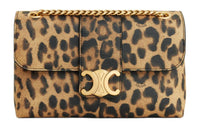 CELINE Artificial Leather Portable Crossbody Bag Shoulder Bag Women's Leopard Print