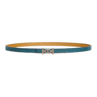HERMES Rose Gold-Plated Leather Belts Unisex Denim Blue/Biscuit Width: 1.3cm