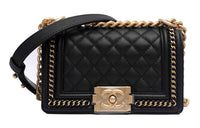CHANEL LEBOY Grained Embossed Calfskin Shoulder Bag Crossbody Bag Women's Black