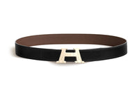 HERMES H Take Off Leather Belts Men's Black/Brown Width: 3.2CM