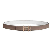 HERMES Brass-Plated Leather Belts Unisex Taupe/White Width: 2.4cm