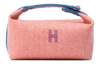 HERMES Bride a Brac Wool Twill Handbag Toiletry Bag Small Size Women's Orange