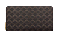 CELINE Triomphe Cow Leather Wallet Large Size Men's Black