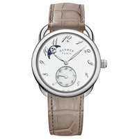 HERMES Wrist Watch Automatic Mechanical Movement Crocodile Leather Strap 38mm White Dial Women's Watch