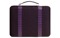 HERMES Taurillon Leather With Crocodile Leather Accents Portable Briefcases Women's Purple