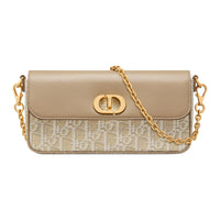 DIOR 30 Montaigne Cotton With Cow Leather Shoulder Bag Mini Women's Natural