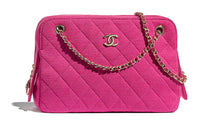 CHANEL Knit Shoulder Bag Women's Fuchsia