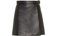 MIU MIU Leather Short Skirts Women's Black