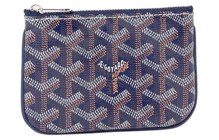 GOYARD Canvas With Calfskin Dog's Teeth Key Pouch Nano Unisex Dark Blue