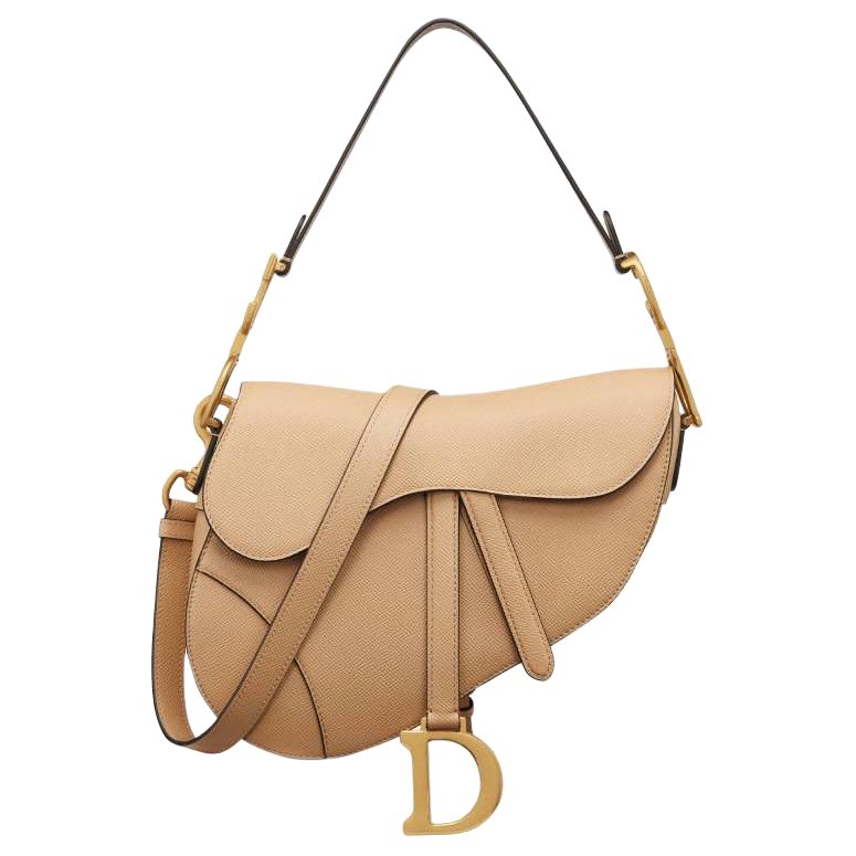 DIOR Saddle Calfskin Saddle Bag Portable Crossbody Bag Shoulder Bag Women's Beige