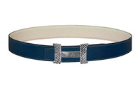 HERMES Constance Leather Belts Men Prussian Blue/Chalk White