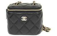 CHANEL Sheepskin Square Box Shoulder Bag, Crossbody Bag Mini Unisex Black