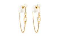DIOR Metal Resin Pearl Earrings Women's Gold