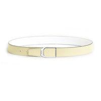 HERMES Palladium Leather Belts Men's Yellow/White Width 3.2CM