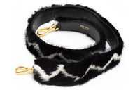 PRADA Mink Fur Shoulder Strap Bag Straps Women's Black White