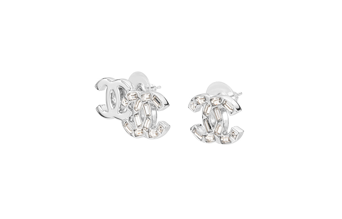 CHANEL Stud Earrings Women's Silver