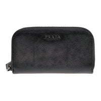 PRADA Calfskin Key Pouch Unisex Black