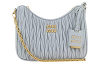 MIU MIU Matelassé Sheepskin Crossbody Bag, Shoulder Bag Women's Light Blue