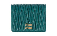 MIU MIU Matelassé Leather Wallet Trumpets Women's Lagoon Blue