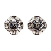 CHANEL 1999 Cc Engraved Clip on Earrings