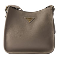 PRADA Calfskin Shoulder Bag Medium Size Women's Clay Gray