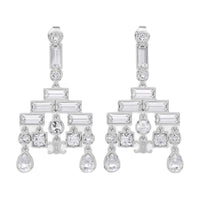 CELINE Brass, Rhinestone Earrings Women's Silver