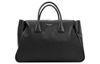 PRADA Leather Travel Bag Handbag Large Size Men's Black