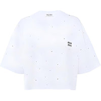 MIU MIU FW22 Drop Shoulder Sleeve T Shirt Women's White