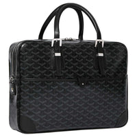 GOYARD Ambassade Canvas With Cervon Calfskin Handbags Briefcases Medium Size Unisex Raven