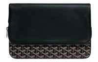 GOYARD Sainte-Marie Canvas With Calfskin Clutch Large Size Unisex Black