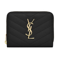 SAINT LAURENT Monogram Cow Leather Wallet Women's Black