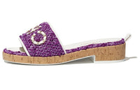 CHANEL Rubber Sole Abrasion Resistant Slide Slippers Women's Purple