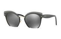 MIU MIU Acetate Metal Oval Sunglasses Women's Black