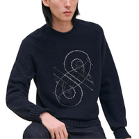 HERMES Cashmere Sweater Men's Dark Blue