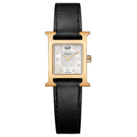 HERMES Wrist Watch Quartz Movement Cowhide Strap 21*17mm White Dial Women's Watch