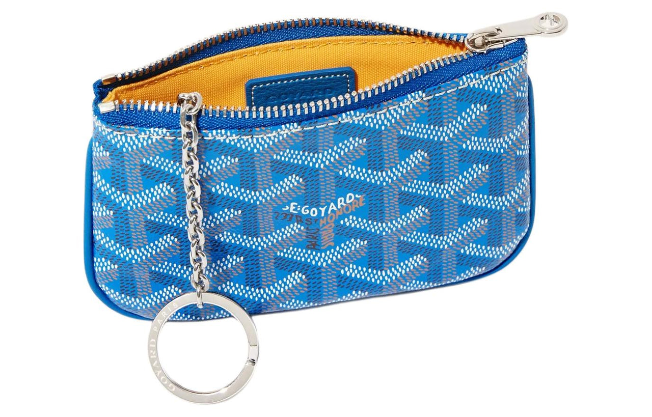 GOYARD Canvas With Calfskin Key Pouch Nano Unisex Blue