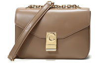 CELINE Cow Leather Shoulder Bag Women's Light Camel/Candy