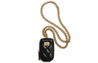 CHANEL 2.55 Cow Leather Slogan Bag Necklace Pouch Regular Unisex Black