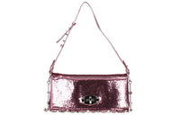 MIU MIU Leather Handbag Shoulder Bag Women's Pink & Silver