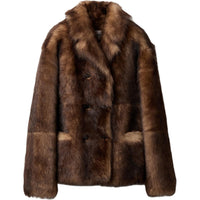 MIU MIU Fur Women's Camel Brown