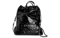 CHANEL 22Bag Shiny Calfskin Backpack Small Size Women's Black