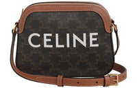 CELINE Leather Camera Bag Shoulder Bag Crossbody Bag Small Size Women's Black Brown