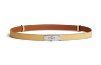 HERMES Kelly 18 Solid Color Decoration Smooth Buckle Calfskin Leather Belts Women's Yellow Width 1.8CM
