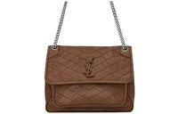 SAINT LAURENT Leather Crossbody Bags Shoulder Bags Medium Size Women's Tan